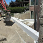 Foam blocks in place for 20 ft retaining wall, and 10 stair, staircase to be installed at provo home.