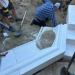 Foam blocks in place for 20 ft retaining wall, and 10 stair, staircase to be installed at provo home.