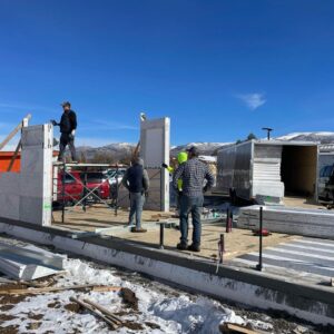 123Built team pouring a slab foundation in Utah County backyard