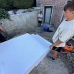 Foam blocks in place for 20 ft retaining wall, and 10 stair, staircase to be installed at provo home.