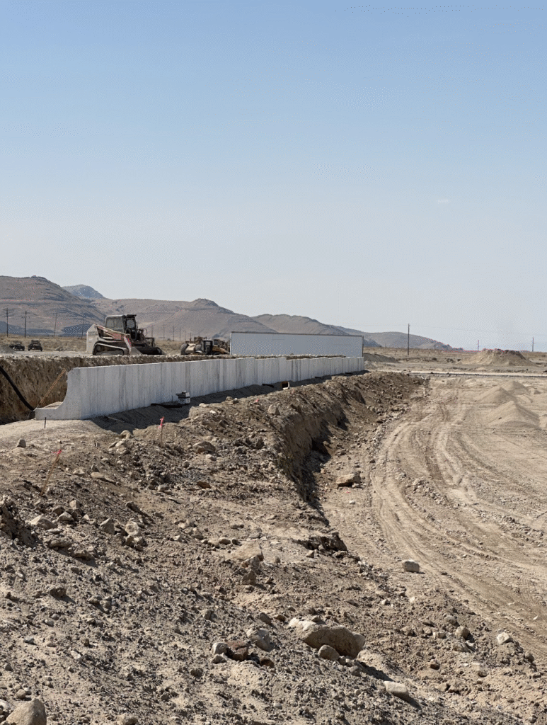 EPS foam retaining walls installed across three apartment lots in Grantsville before stucco finish